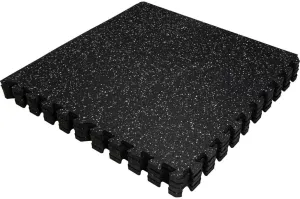 0.6 Inch Thick 16 Sq Ft Rubber Gym Flooring for Home Gym Mat, 4 Tiles Interlocking EVA Foam Rubber Flooring Tiles, Heavy Weight Workout Rubber Floor Tile Mat, Puzzle Exercise Equipment Mat 24 x 24 in