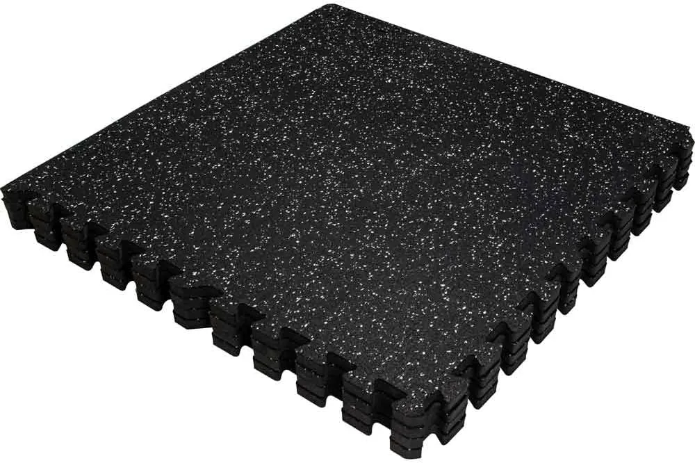 0.6 Inch Thick 16 Sq Ft Rubber Gym Flooring for Home Gym Mat, 4 Tiles Interlocking EVA Foam Rubber Flooring Tiles, Heavy Weight Workout Rubber Floor Tile Mat, Puzzle Exercise Equipment Mat 24 x 24 in