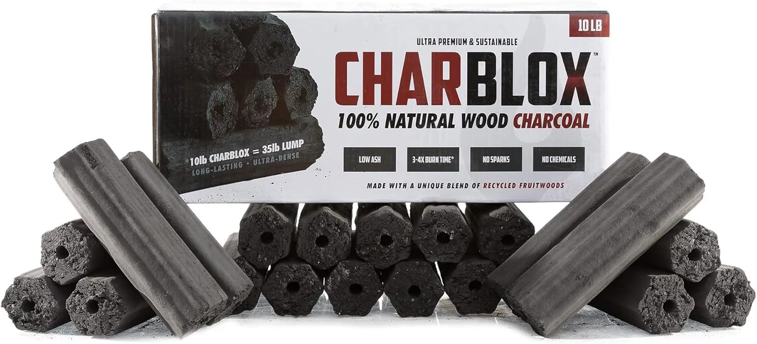 10LB Ultra Premium Grilling Charcoal Logs - 100% Natural, Lasts 5 Hours, Sustainable, for Grilling/BBQ/Smoker/Big Green Egg/Kamado/Ceramic Grill/Weber/Yakitori, Thai/Binchotan Alternative