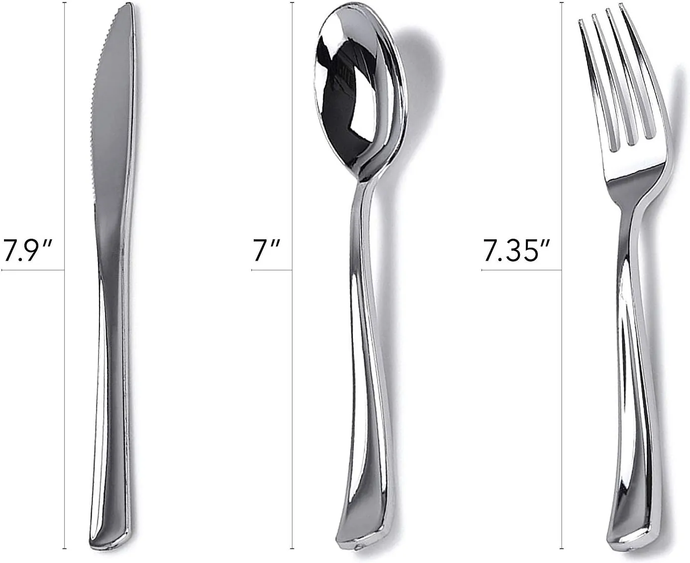 125-Piece White and Silver Fancy Plastic Plates Disposable with Silverware, Elegant Dinnerware for Weddings, Holiday Party China, Set of 25 Dinner   Salad Plates, 25 Spoons, 25 Forks, 25 Knives