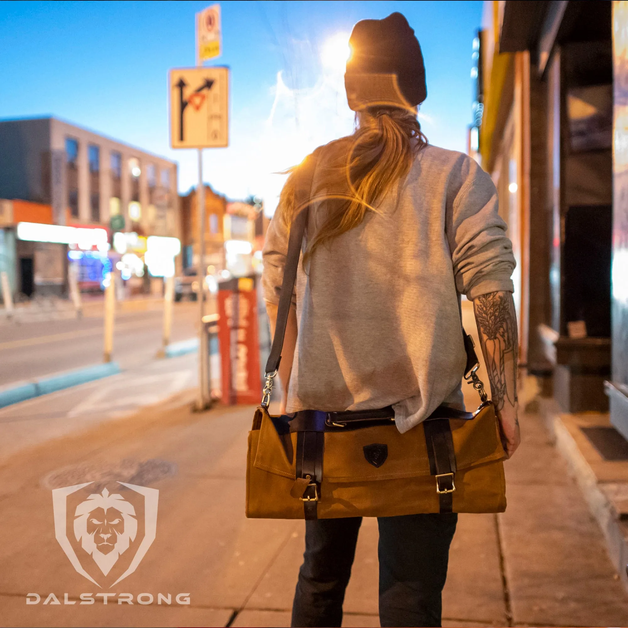 12oz Heavy Duty Canvas & Leather | Desert Drifter Brown | Nomad Knife Roll | Dalstrong ©