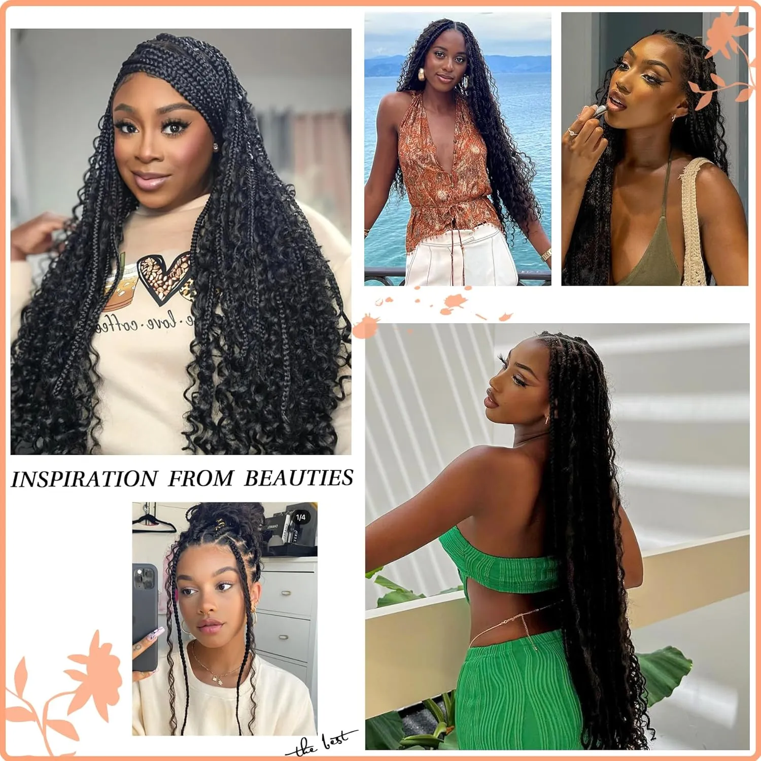 13x8 HD Lace Front Braided Wigs Knotless Boho Braided Wigs for Women Box Braid Wig With Baby Hair Synthetic Hair Long Braids Lace Front Wig 36 Inch Black