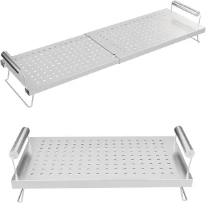 15" L to 25" L Grill Warming Rack for Blackstone Flat Top Griddle 17 22 28 36 Inch, Universal Adjustable Grill Rack for Blackstone for Charbroil and Most Tabletop Flat-top Griddle Grills Accessories