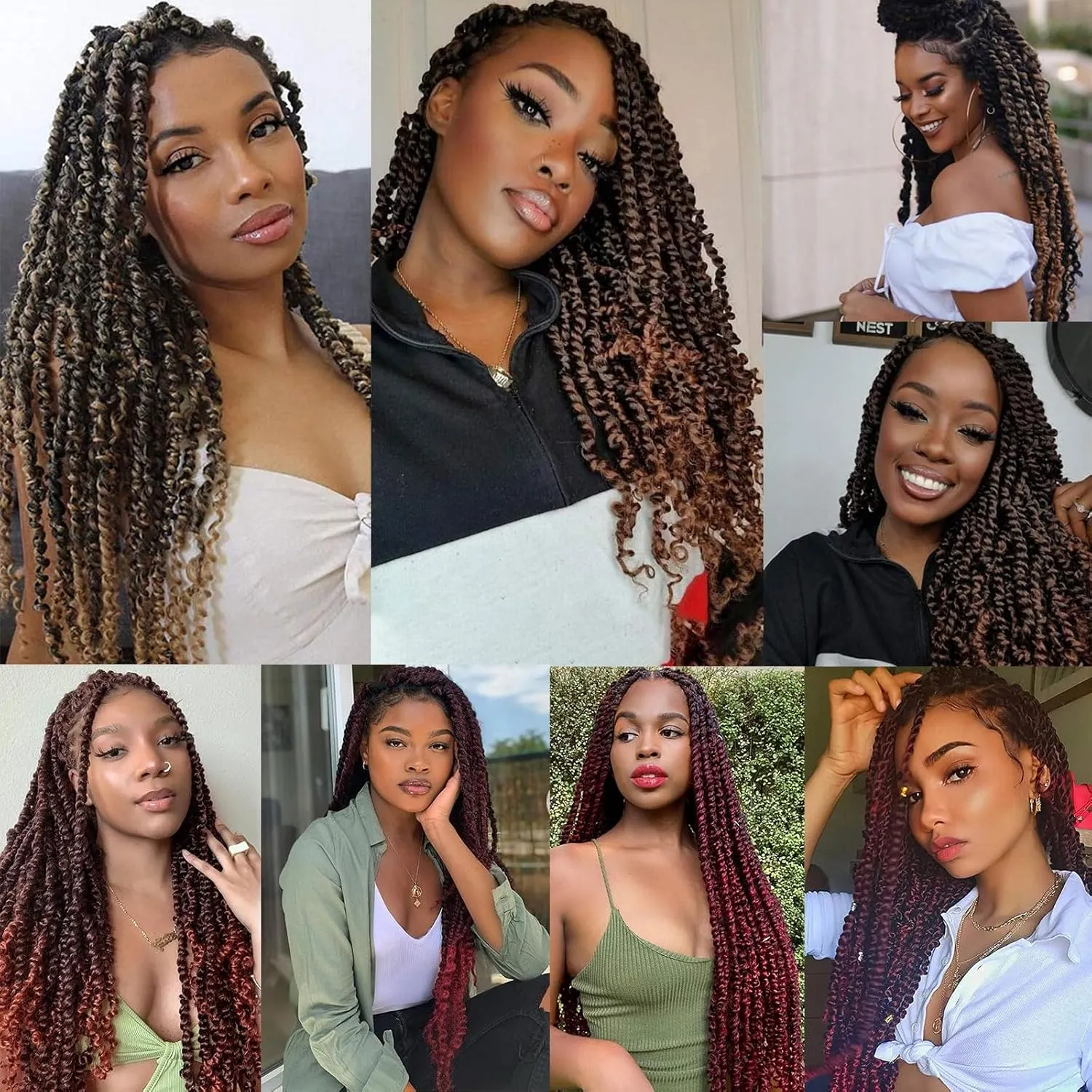 16 Inch Soft Springy Afro Twist Hair 8 Packs Pre-Separated Spring Twsit For Soft Faux Locs Marley Twist Crochet Braiding Copper Red Synthetic Hair Extension For Women (8 Strands/Pack,TBUG#)
