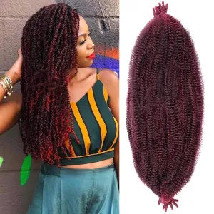 16 Inch Soft Springy Afro Twist Hair 8 Packs Pre-Separated Spring Twsit For Soft Faux Locs Marley Twist Crochet Braiding Copper Red Synthetic Hair Extension For Women (8 Strands/Pack,TBUG#)
