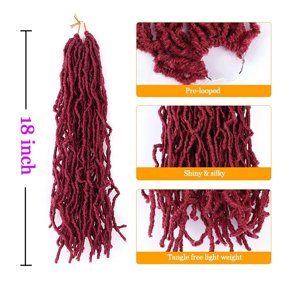 18 Inch Faux Locs Crochet Hair Soft Locs Crochet Braids 6 Packs/lot Natural Goddess Locs Dreadlocs Synthetic Hair Pre Looped Locs Braiding Hair for Women (18 Inch, BUG)