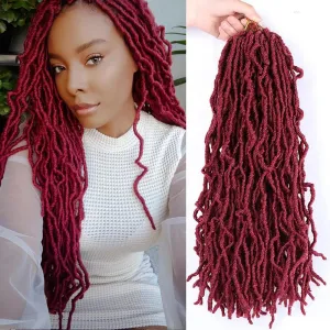 18 Inch Faux Locs Crochet Hair Soft Locs Crochet Braids 6 Packs/lot Natural Goddess Locs Dreadlocs Synthetic Hair Pre Looped Locs Braiding Hair for Women (18 Inch, BUG)