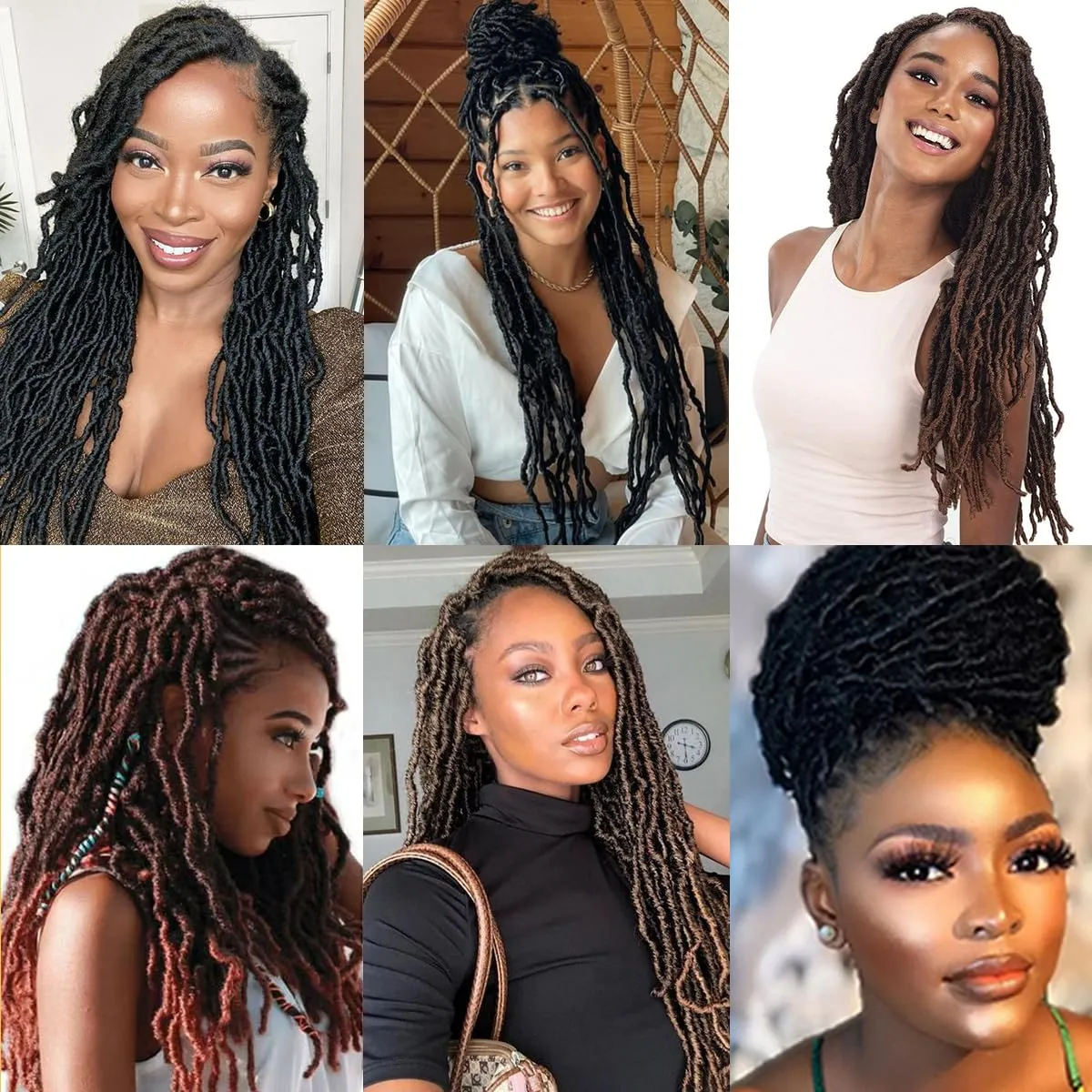 18 Inch Faux Locs Crochet Hair Soft Locs Crochet Braids 6 Packs/lot Natural Goddess Locs Dreadlocs Synthetic Hair Pre Looped Locs Braiding Hair for Women (18 Inch, BUG)