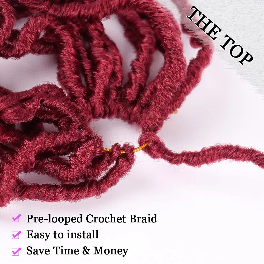 18 Inch Faux Locs Crochet Hair Soft Locs Crochet Braids 6 Packs/lot Natural Goddess Locs Dreadlocs Synthetic Hair Pre Looped Locs Braiding Hair for Women (18 Inch, BUG)