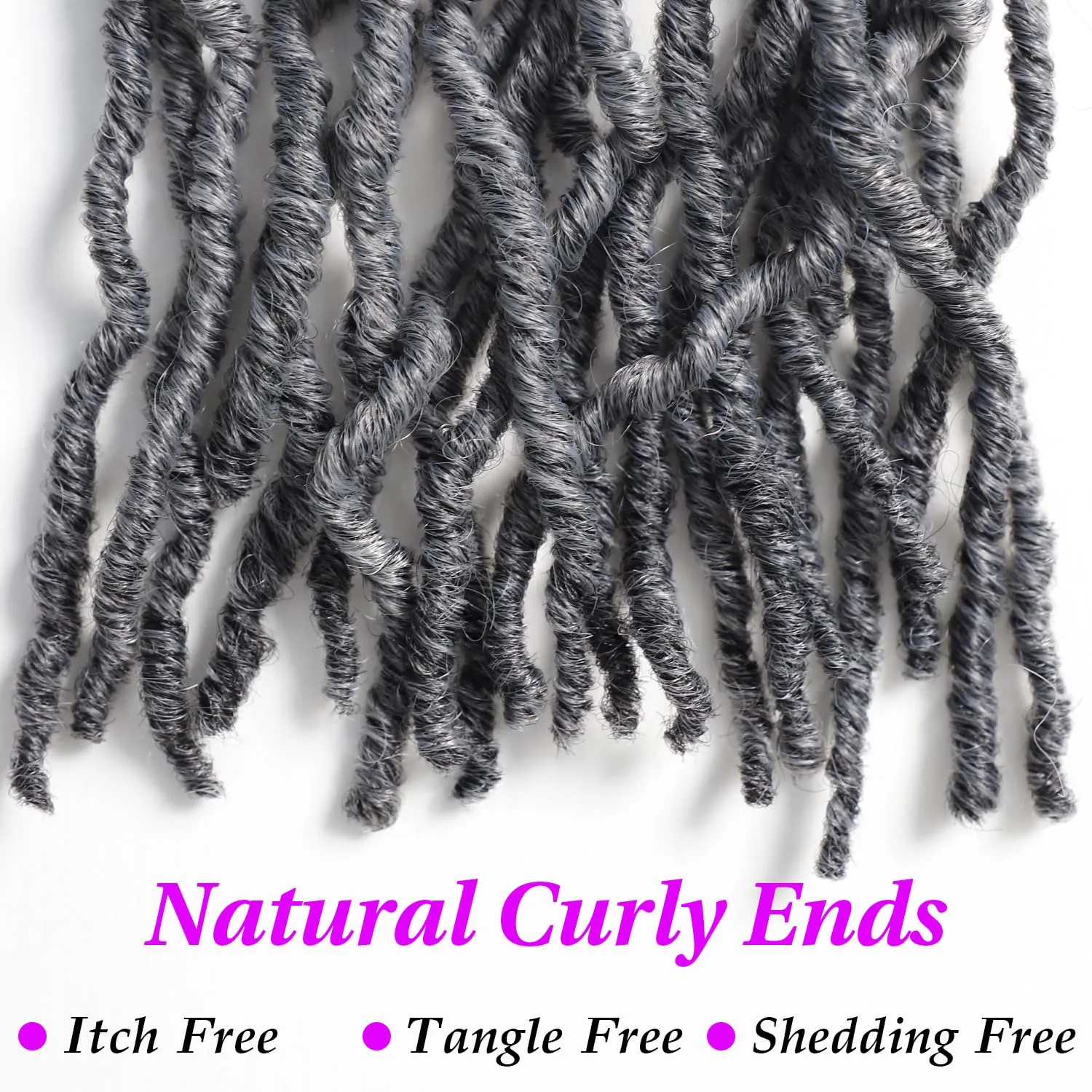 18 Inch Pre-twisted Faux Locs Crochet Hair 6 Packs Soft Locs Crochet Hair Gray Crochet Hair for Black Women Crochet Braids Hair Extensions (18Inch, 6Packs, Gray)