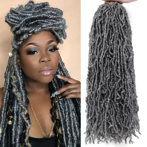 18 Inch Pre-twisted Faux Locs Crochet Hair 6 Packs Soft Locs Crochet Hair Gray Crochet Hair for Black Women Crochet Braids Hair Extensions (18Inch, 6Packs, Gray)
