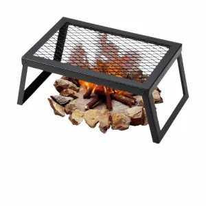 18" Folding Campfire Grill Portable Heavy Duty Steel Mesh Grate