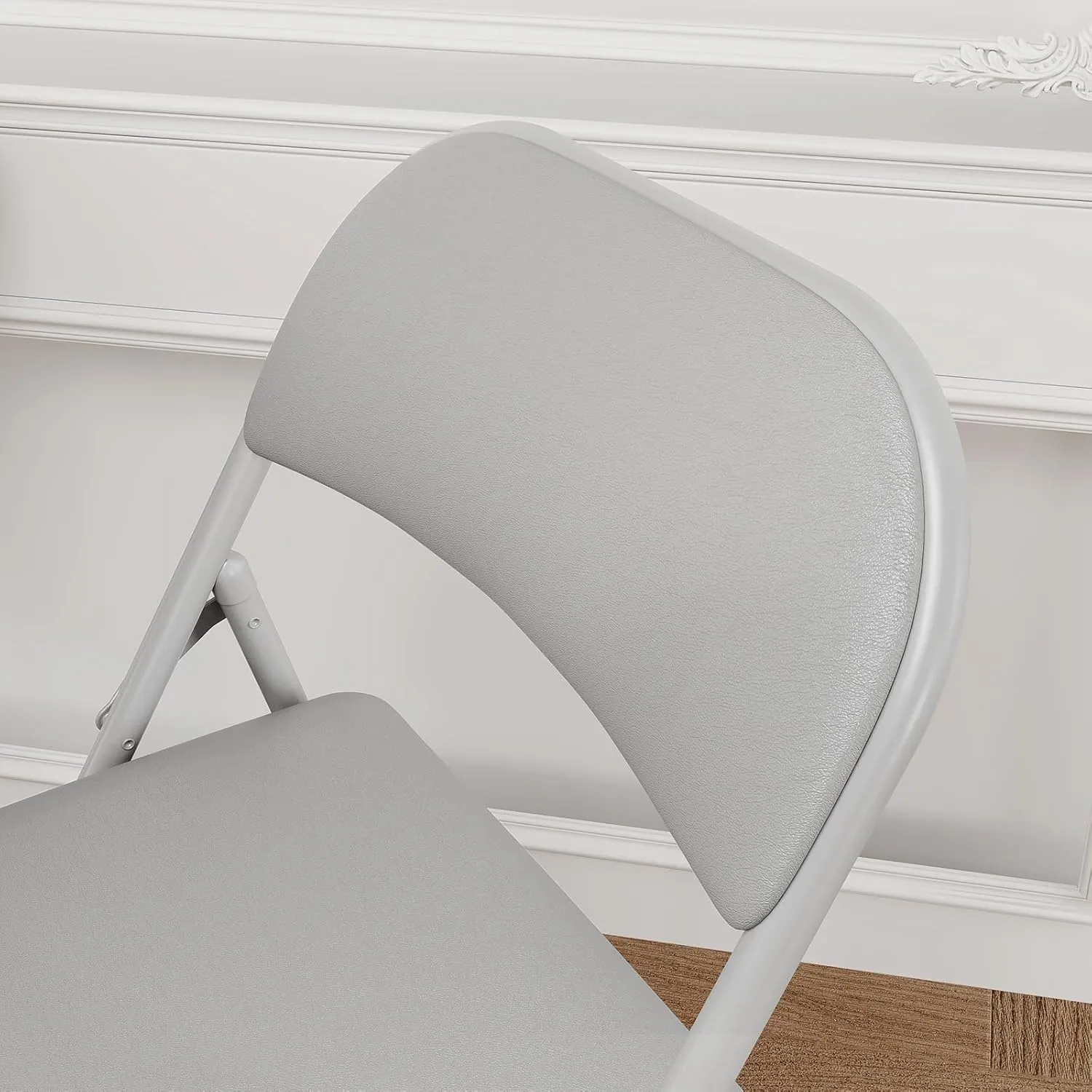 2 Pack Folding Chairs with Padded Cushions, Padded Foldable Chair Hold Up to 350 Pounds, Portable Grey Folding Chair Suitable for Dining Room, Home Office, Indoor and Outdoor Events