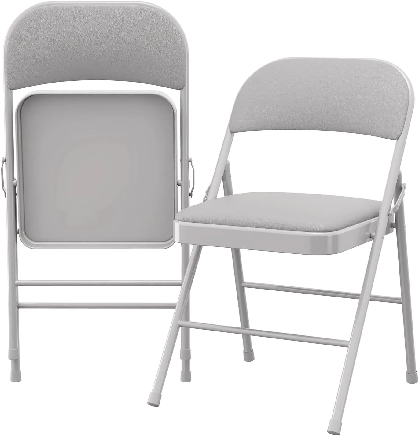2 Pack Folding Chairs with Padded Cushions, Padded Foldable Chair Hold Up to 350 Pounds, Portable Grey Folding Chair Suitable for Dining Room, Home Office, Indoor and Outdoor Events