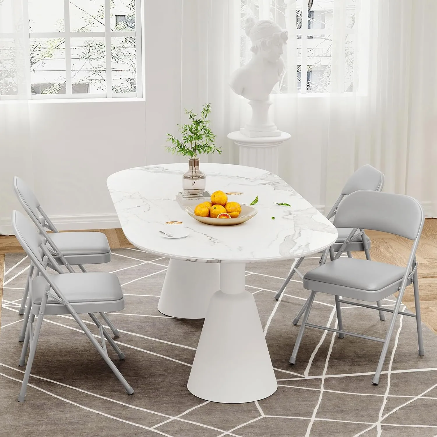 2 Pack Folding Chairs with Padded Cushions, Padded Foldable Chair Hold Up to 350 Pounds, Portable Grey Folding Chair Suitable for Dining Room, Home Office, Indoor and Outdoor Events