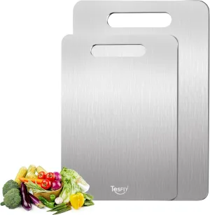 2 Pack Titanium Cutting Board-100% Pure Titanium Cutting Boards For Kitche,Easy to clean,Double-sided food-grade Cutting Board For Cutting Meats, Fruits And Vegetables,M   L