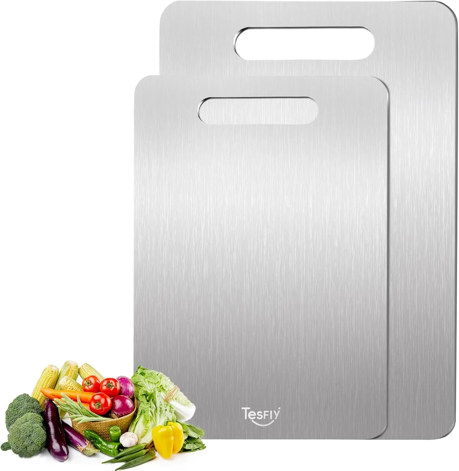 2 Pack Titanium Cutting Board-100% Pure Titanium Cutting Boards For Kitche,Easy to clean,Double-sided food-grade Cutting Board For Cutting Meats, Fruits And Vegetables,M   L