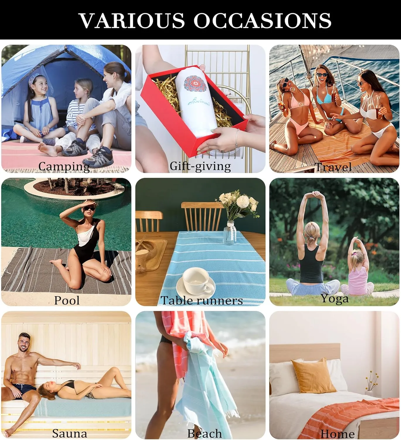 2 Packs Turkish Beach Towels Pool Towel for Men Extra Large Soft Absorbent Packable Anti Resistant Repels Sand Long Wide Lounge Chair Cover Summer Water Park Things Lake Boat Gadget River Stuff