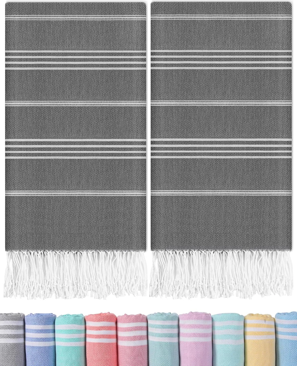 2 Packs Turkish Beach Towels Pool Towel for Men Extra Large Soft Absorbent Packable Anti Resistant Repels Sand Long Wide Lounge Chair Cover Summer Water Park Things Lake Boat Gadget River Stuff