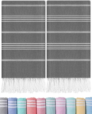 2 Packs Turkish Beach Towels Pool Towel for Men Extra Large Soft Absorbent Packable Anti Resistant Repels Sand Long Wide Lounge Chair Cover Summer Water Park Things Lake Boat Gadget River Stuff