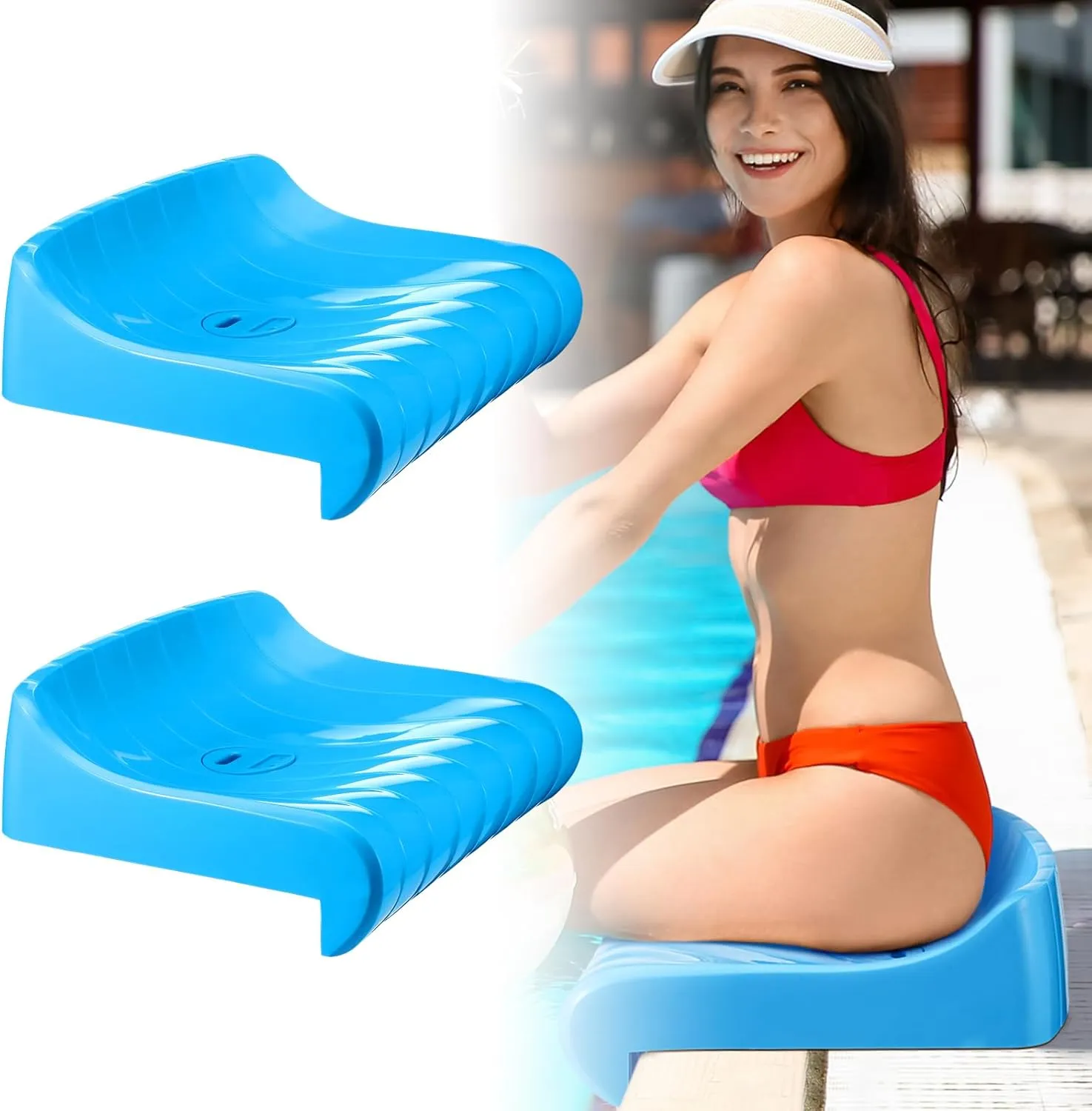 2 Pcs Poolside Chairs for Edge of Pool Portable Outdoor Chair for Poolside Pool Chair with Built in Lip for Camping, Picnic, Swimming, Beach Accessories