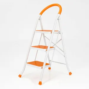 2-Step ladder/3-step ladder/4-step Ladder Multifunctional Folding Portable Ladder with Anti-Slip Foot pad Indoor Herringbone Ladder (Color : Orange, Size : 3-Step)