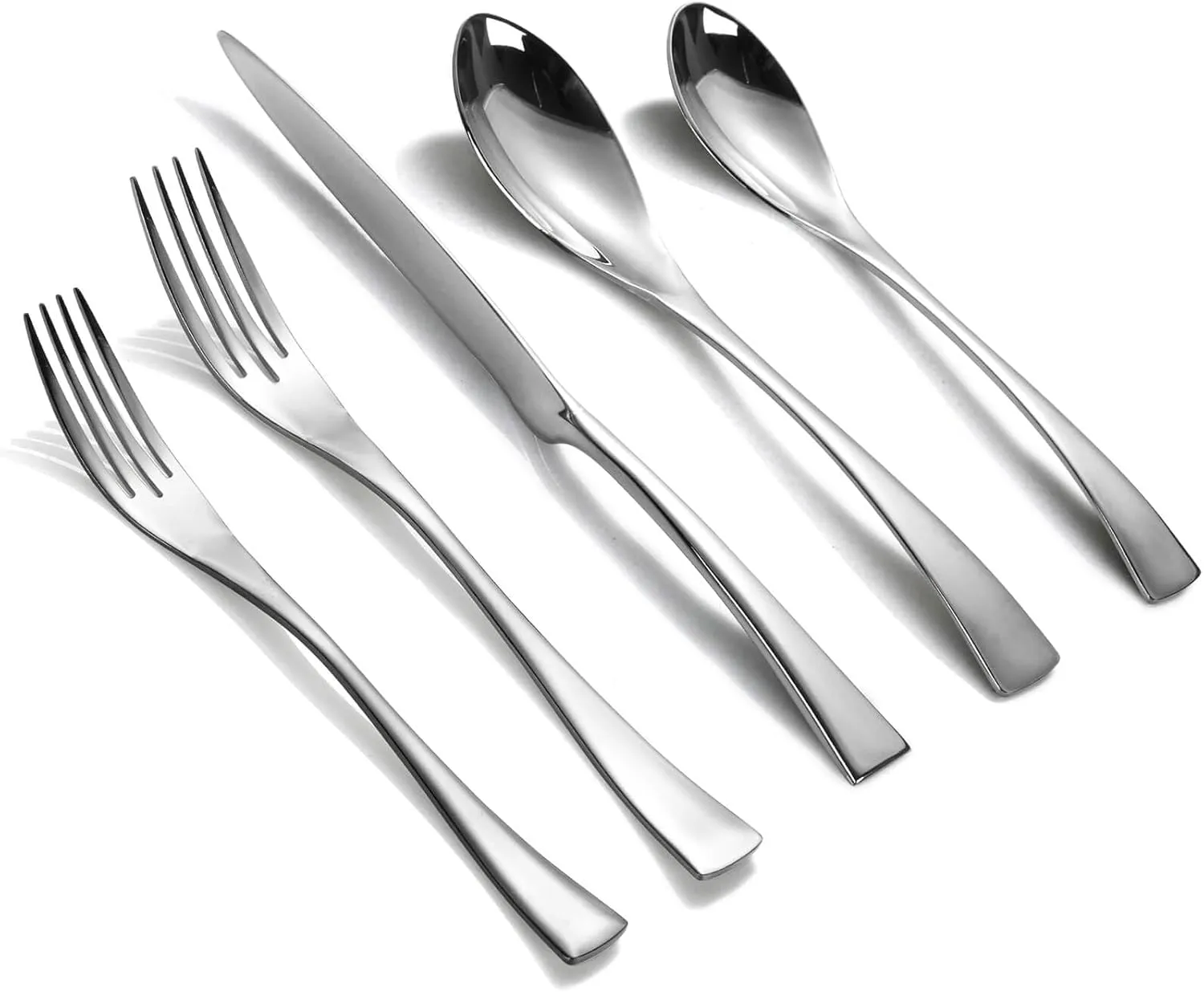 20-Piece Silverware Set for 4,Heavy Duty 18/10 Stainless Steel Cutlery Set with Forged Stand Knife,Modern Flatware Utensils Set,Forks Spoons and Knives Set,Mirror Polished,Dishwasher Safe