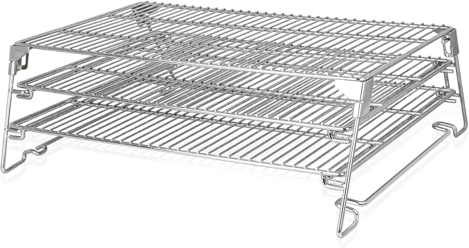 21" 3-Tier Foldable Sliding Jerky Racks for Traeger, Pit Boss, GMG, Camp Chef and More Smoker Grills, 830"² Cooking Space Expansion Accessory for Barrel Pellet Grills