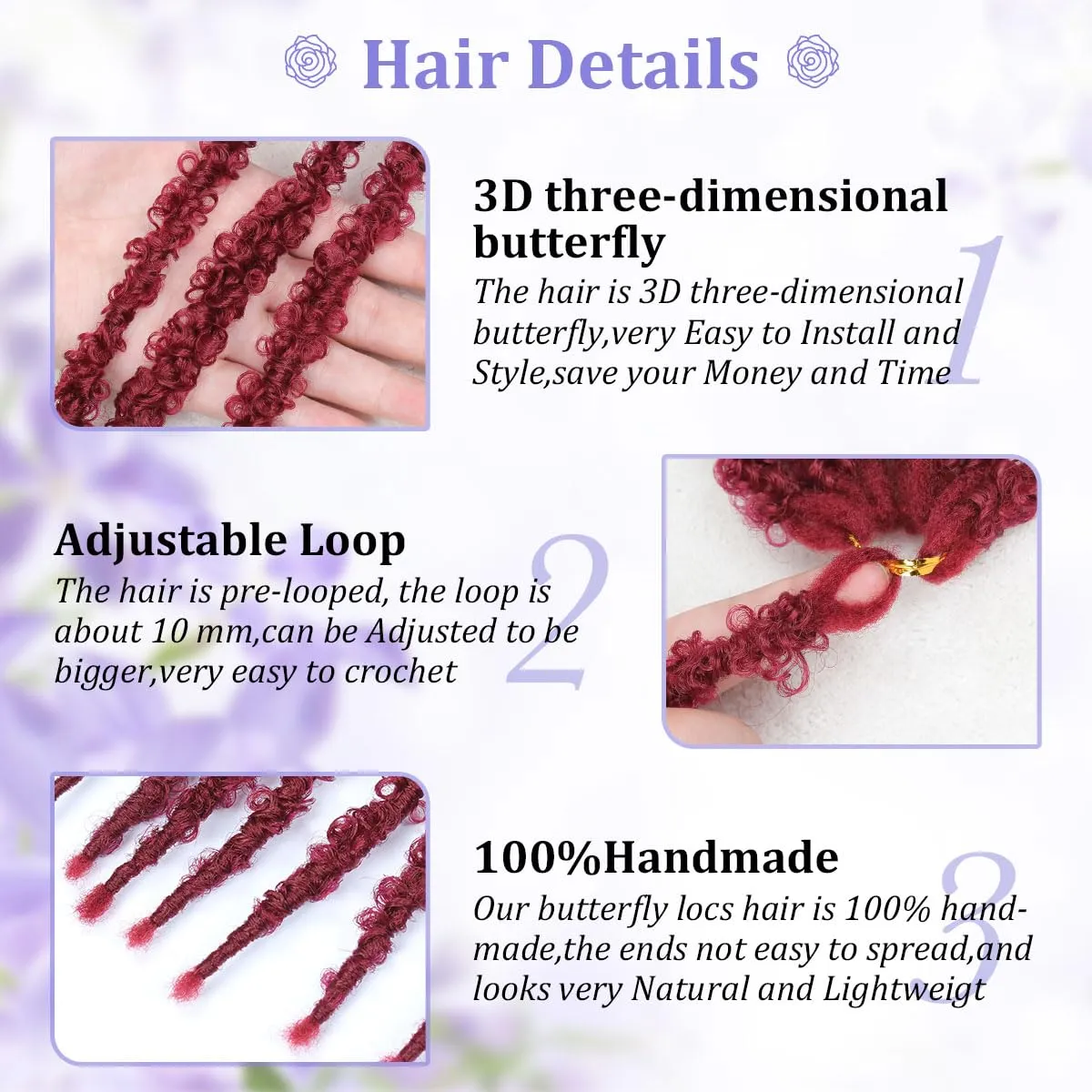 24 inch 6 Packs Distressed Butterfly Locs Crochet Hair, Soft Big Butterfly Distressed Locs Crochet Hair Synthetic Fluffy Soft Locs Crochet Braids Hair Extensions (Bug#)