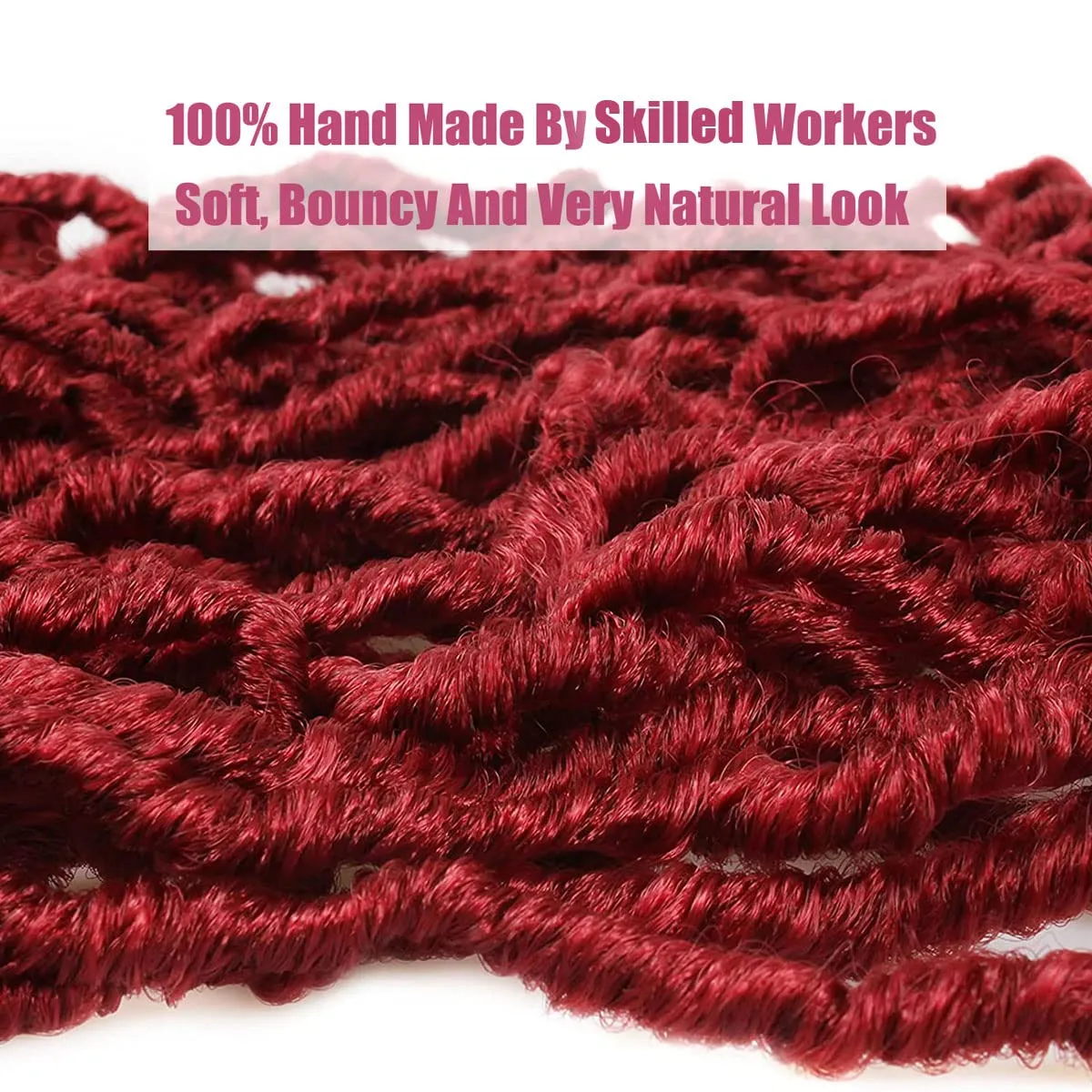 24 Inch 7 Packs Soft Locs Crochet Hair Red Color BUG Burgundy New Faux Locs Pre-looped Super Lightweight Synthetic Hair Braids For Black Women (24inch, 7packs, BUG)