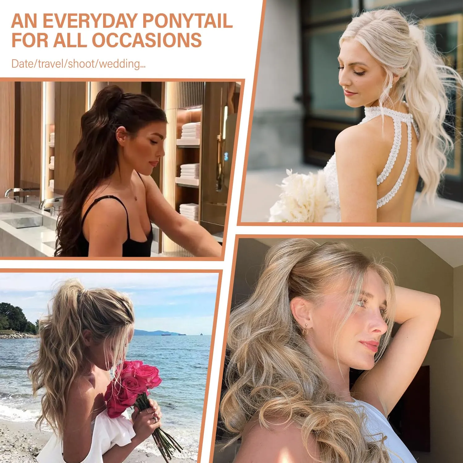 24 Inch Black Ponytail Extension, Layered Pony Tail Clip on Hair Extension, Soft Wavy Claw Clip in Ponytail Extension, Natural Synthetic Hair Pieces for Women (Color: Black)