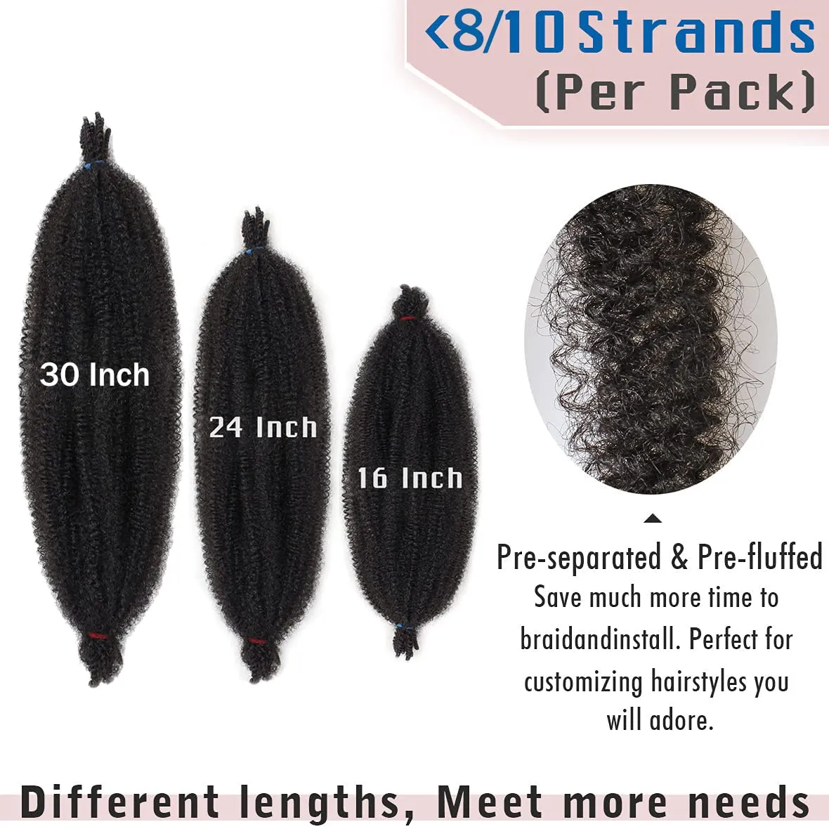 24 Inch Soft Springy Afro Twist Hair 8 Packs Pre-Separated Long Spring Twsit For Soft Faux Locs Honey Brown Marley Twist Crochet Braiding Synthetic Hair Extension For Women(8 Strands/Pack 30#)