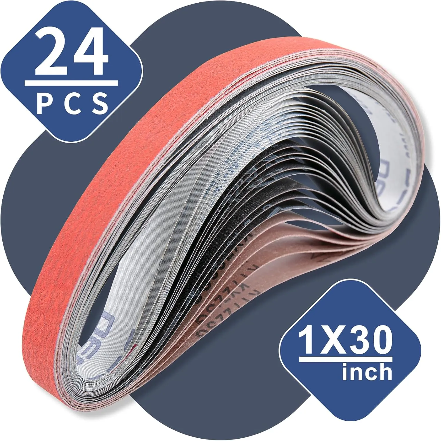 24 Pack 1 x 30 Inch High Performance Ceramics and Silicon Carbide Sanding Belts - 4 Pcs Each of 120 240 400 600 800 and 1000 Grits Premium Knife Sharpening Sanding Belts