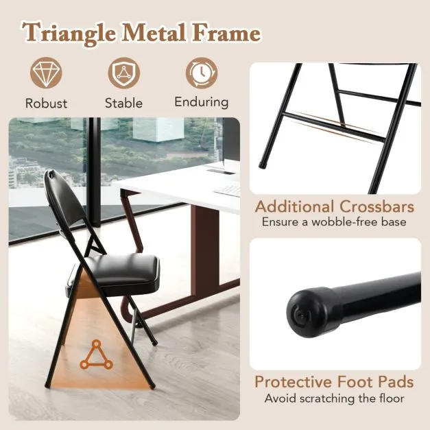 2/4 Pack Folding Chairs Padded Party Chairs with Metal Frame