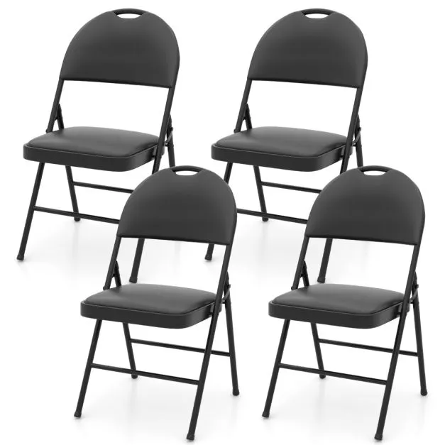2/4 Pack Folding Chairs Padded Party Chairs with Metal Frame