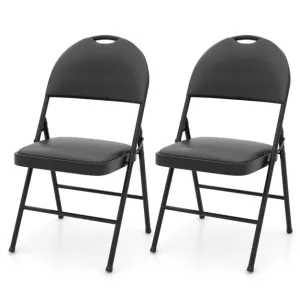 2/4 Pack Folding Chairs Padded Party Chairs with Metal Frame