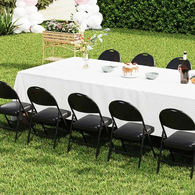 2/4 Pack Folding Chairs Padded Party Chairs with Metal Frame