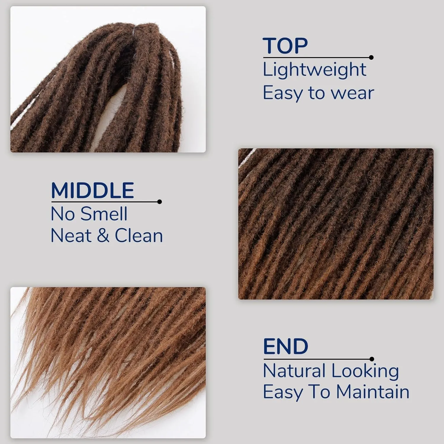 30 Inch 20 Strands Dreadlocks Extensions Dreads Locs Crochet Hair for Women Handmade Soft locs crochet hair braids Synthetic thin 0.6cm Hippie Double Ended Dreadlocks (30,1b/30)