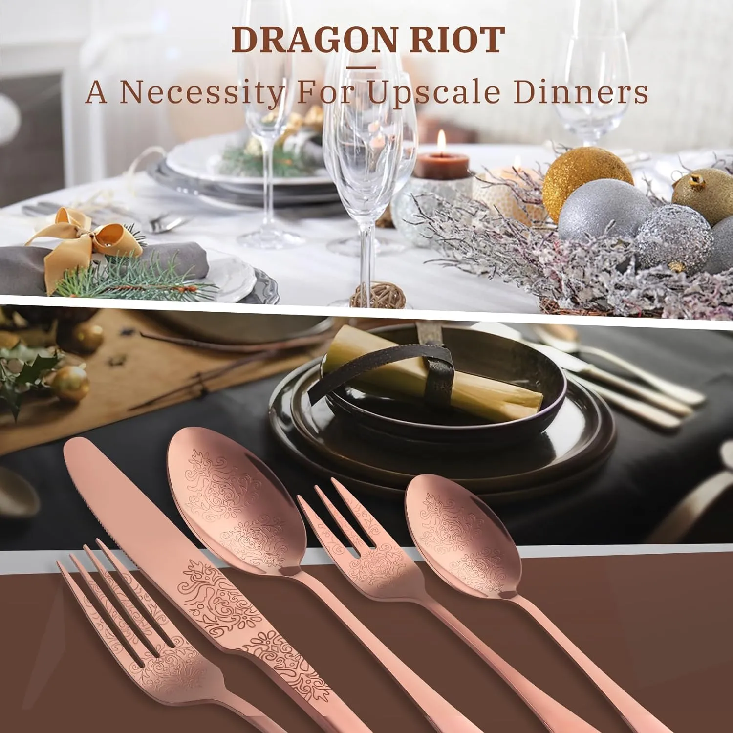 30-Piece Stainless Steel Silverware Set, Elegant Floral Engraved Cutlery Flatware Set for 6, Durable Tableware Utensil Sets for Formal Dining Include Fork Spoon Knife with Mirror Polish