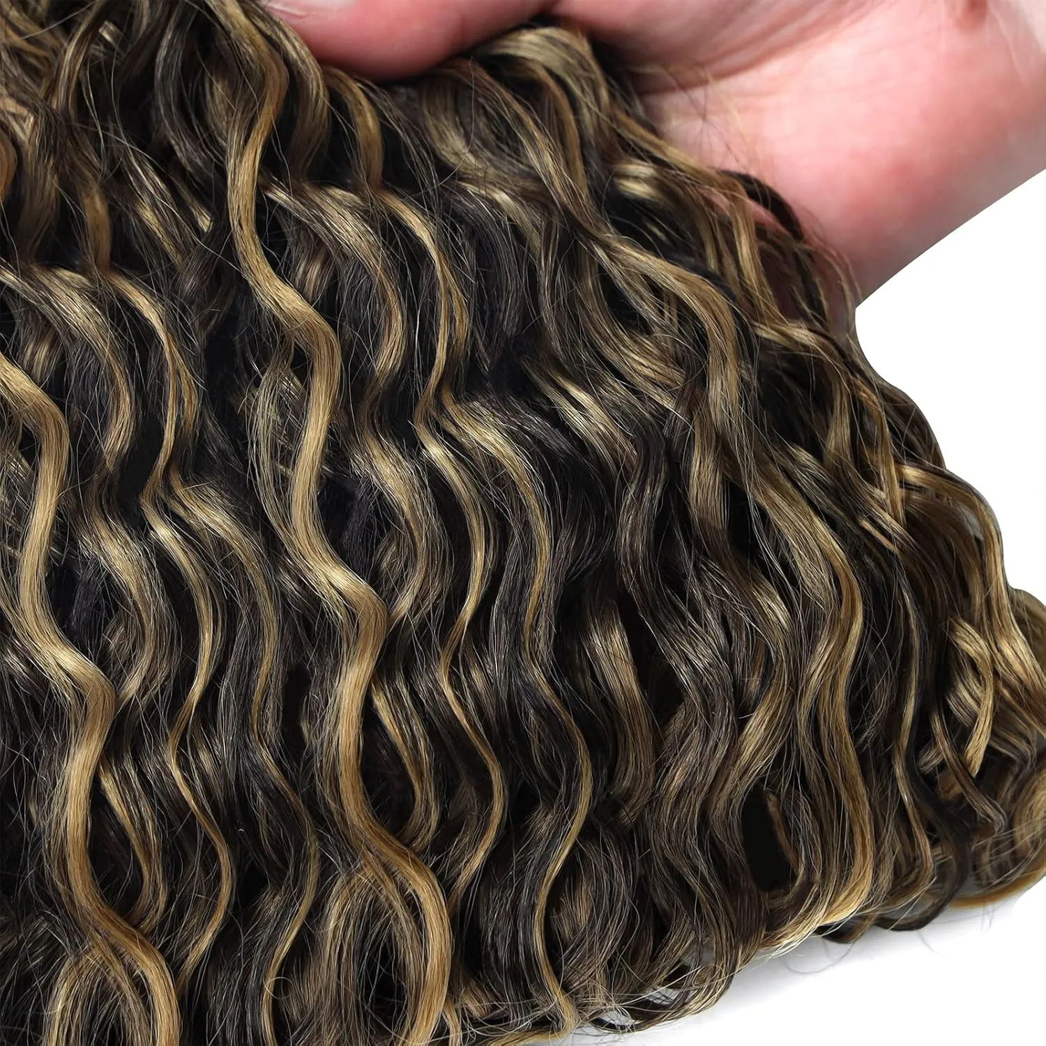 32 Inch Long Curly Ponytail Hair Extension Curly Clip In Wave Natural Brown Drawstring Ponytail Extensions Synthetic Hair Curls Hairpiece For Black Women (P4/27#， 6.70OZ)