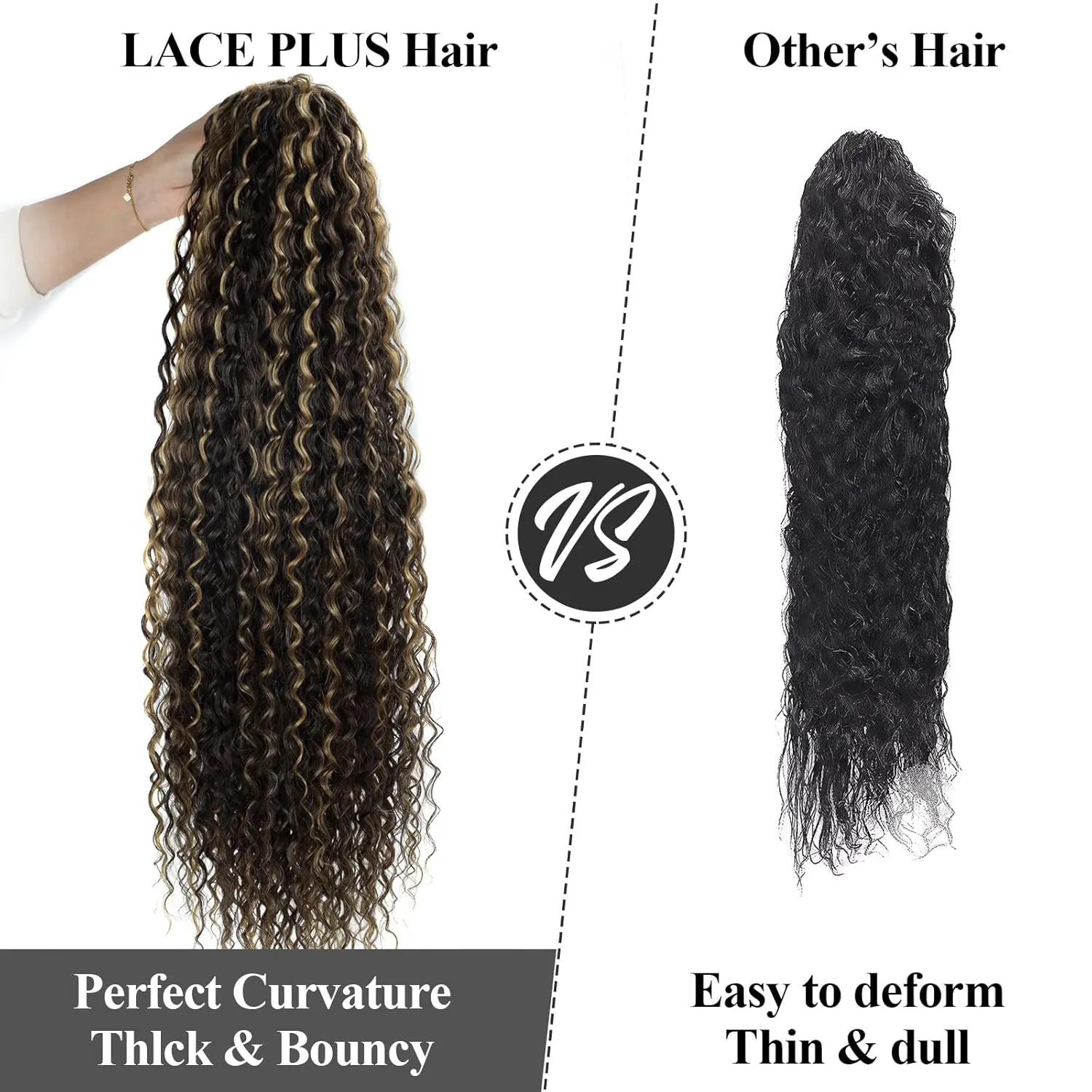 32 Inch Long Curly Ponytail Hair Extension Curly Clip In Wave Natural Brown Drawstring Ponytail Extensions Synthetic Hair Curls Hairpiece For Black Women (P4/27#， 6.70OZ)