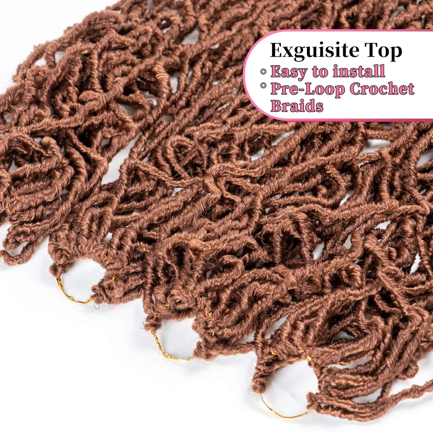 36 Inch Faux Locs Crochet Hair Super Long Soft Locs Crochet Braids Hair 6 Packs/lot 105g Goddess Locs Dreadlocs Synthetic Hair Extend Pre Looped brown Soft Braiding for Women (36 Inch, 30#)
