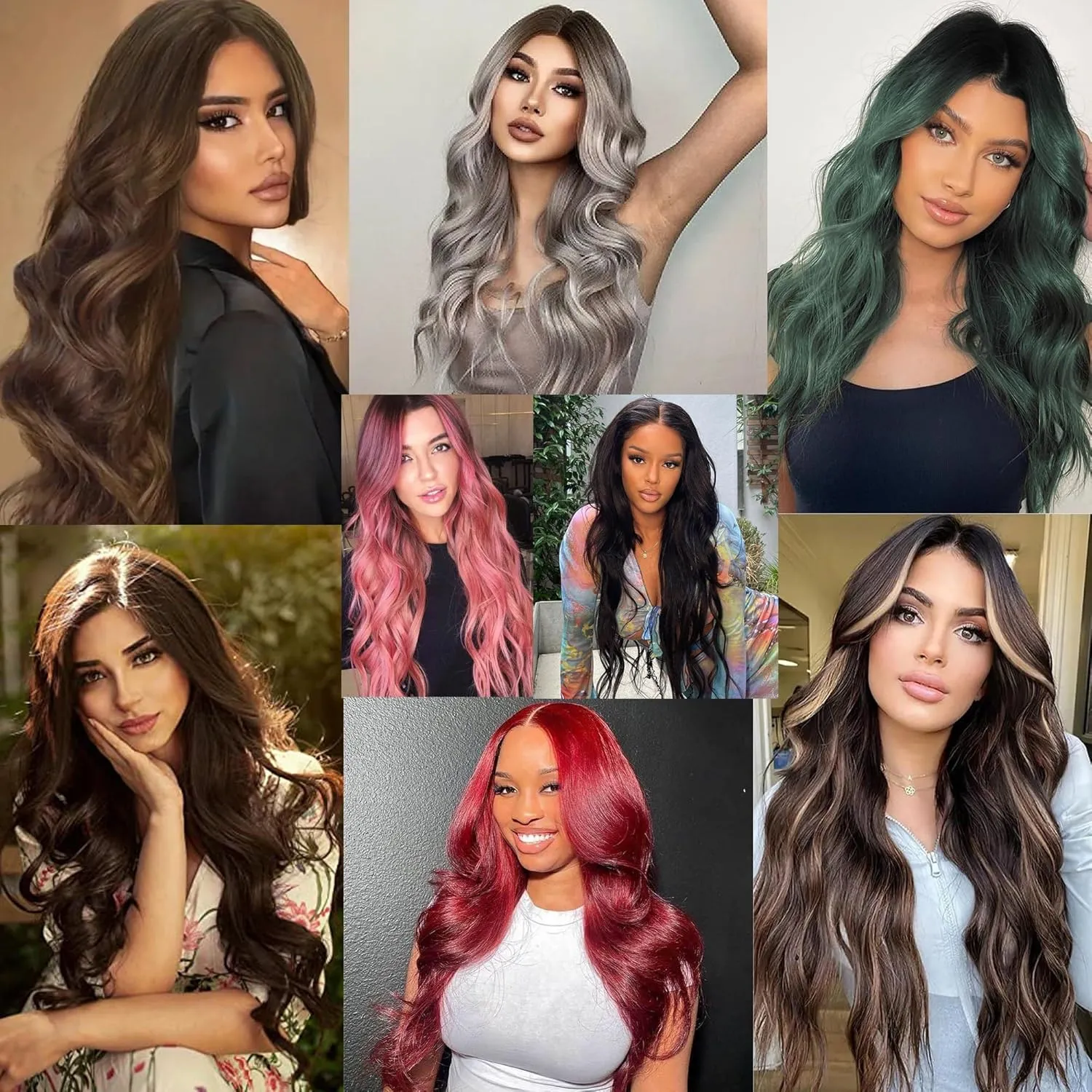 36 Inch Middle Part Body Wave Lace Front Wigs Synthetic Hair For Women Ombre Grey Colored Lace Wigs (36 Inch Ombre Grey Wavy Wig)