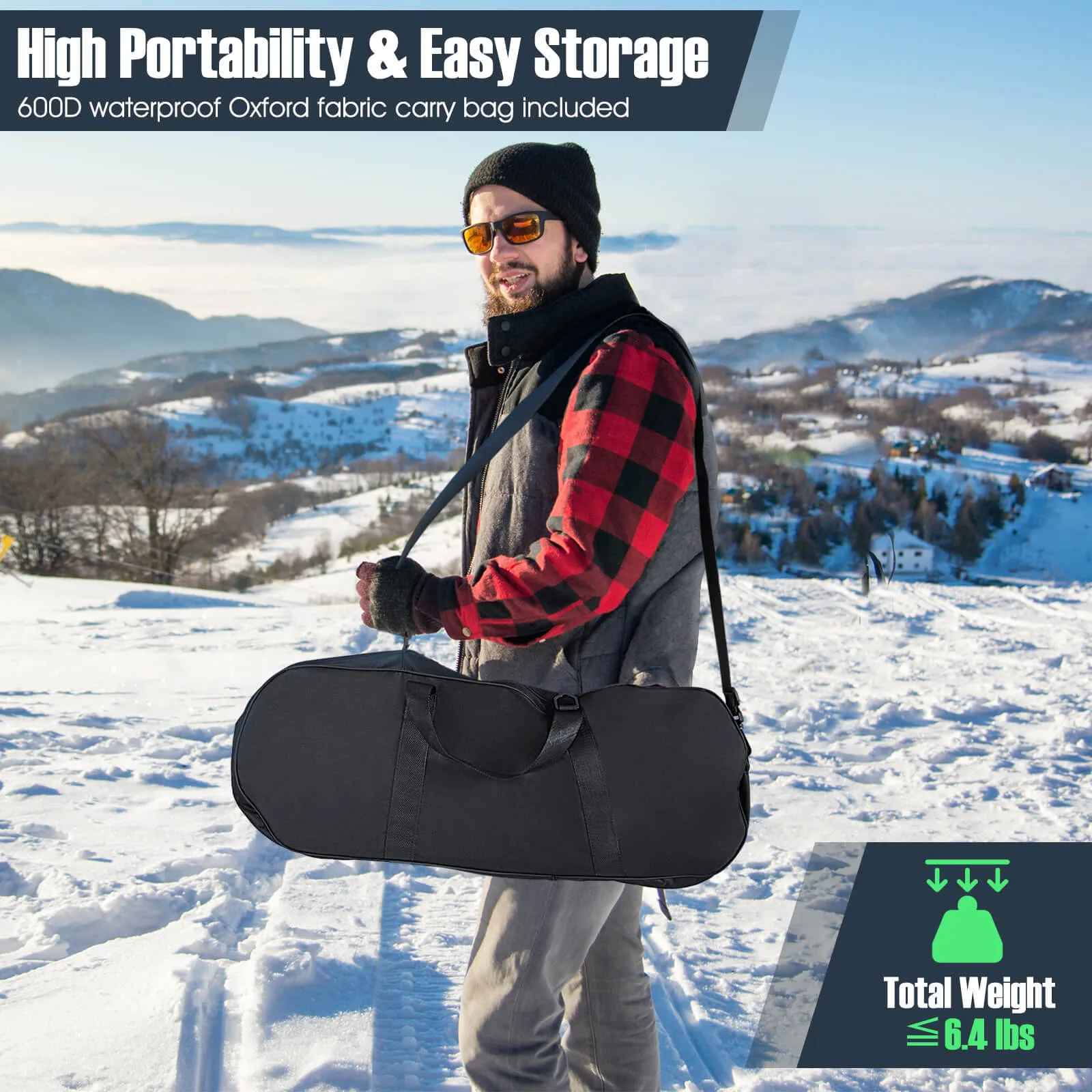4-in-1 Lightweight Terrain Snowshoes with Flexible Pivot System-25 inches