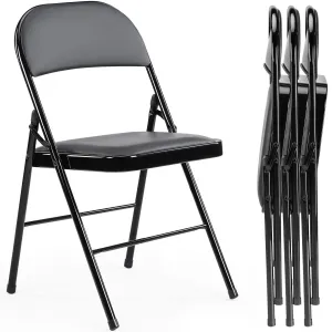 4-Pack Leather Padded Folding Chairs