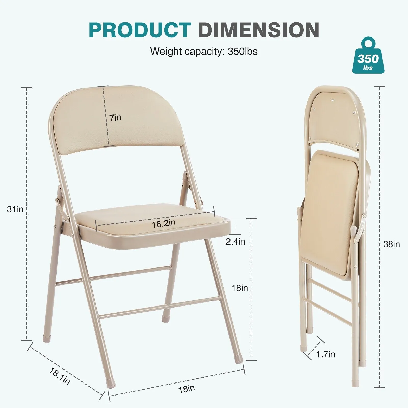 4-Pack Leather Padded Folding Chairs