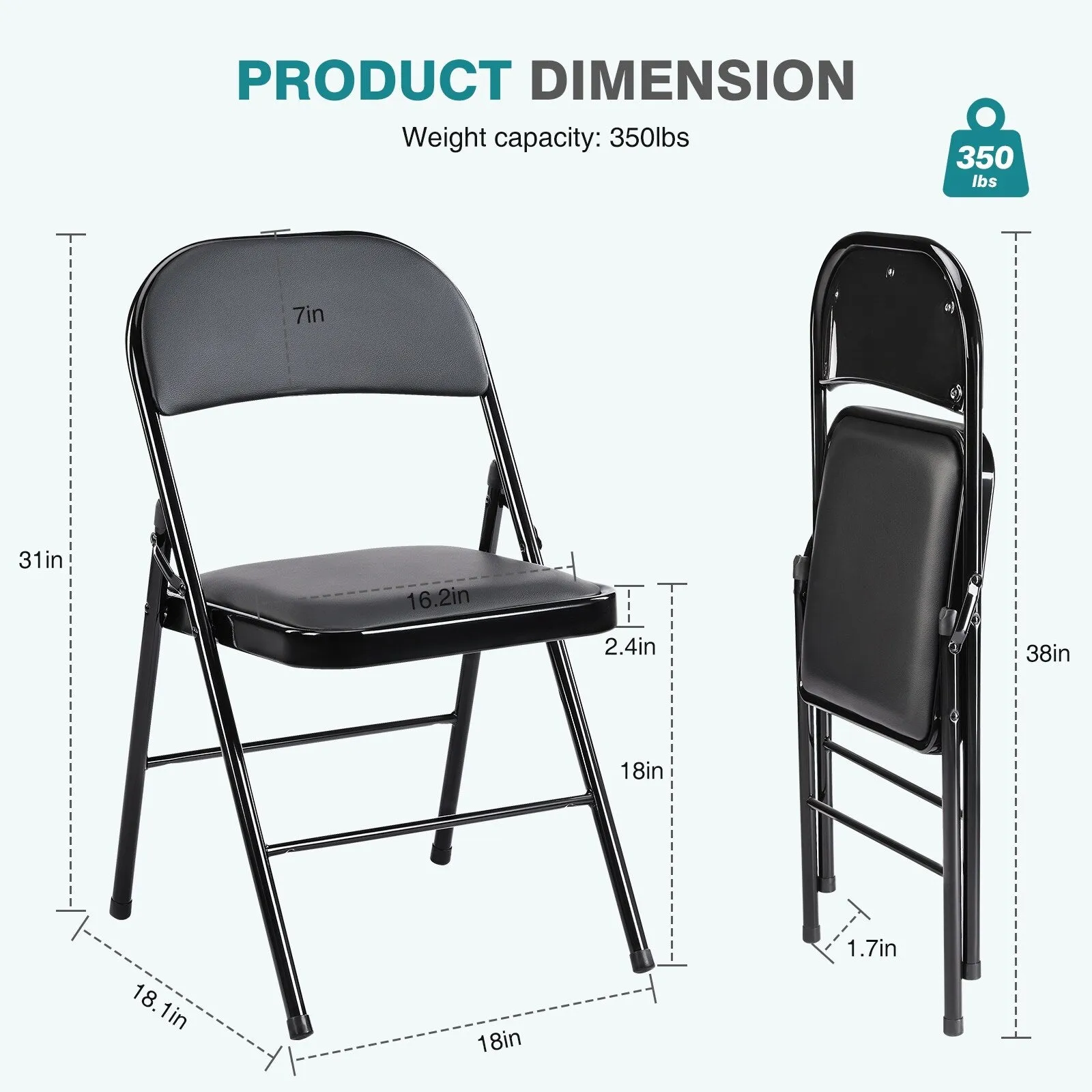 4-Pack Leather Padded Folding Chairs