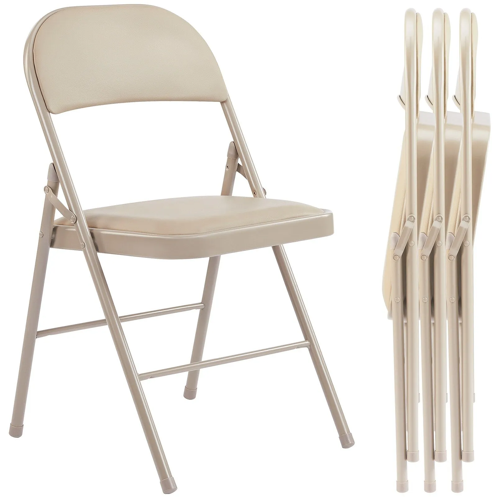 4-Pack Leather Padded Folding Chairs