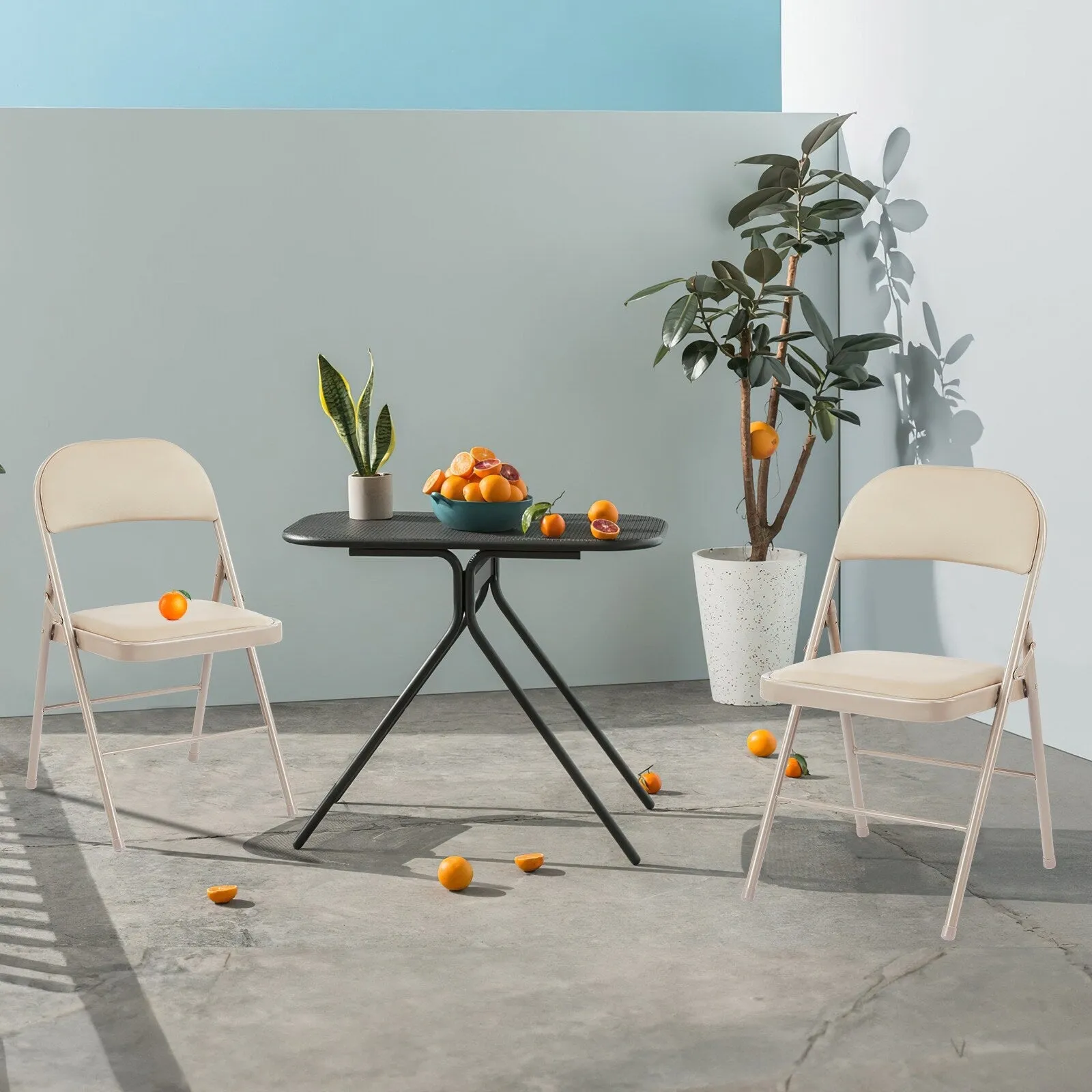 4-Pack Leather Padded Folding Chairs