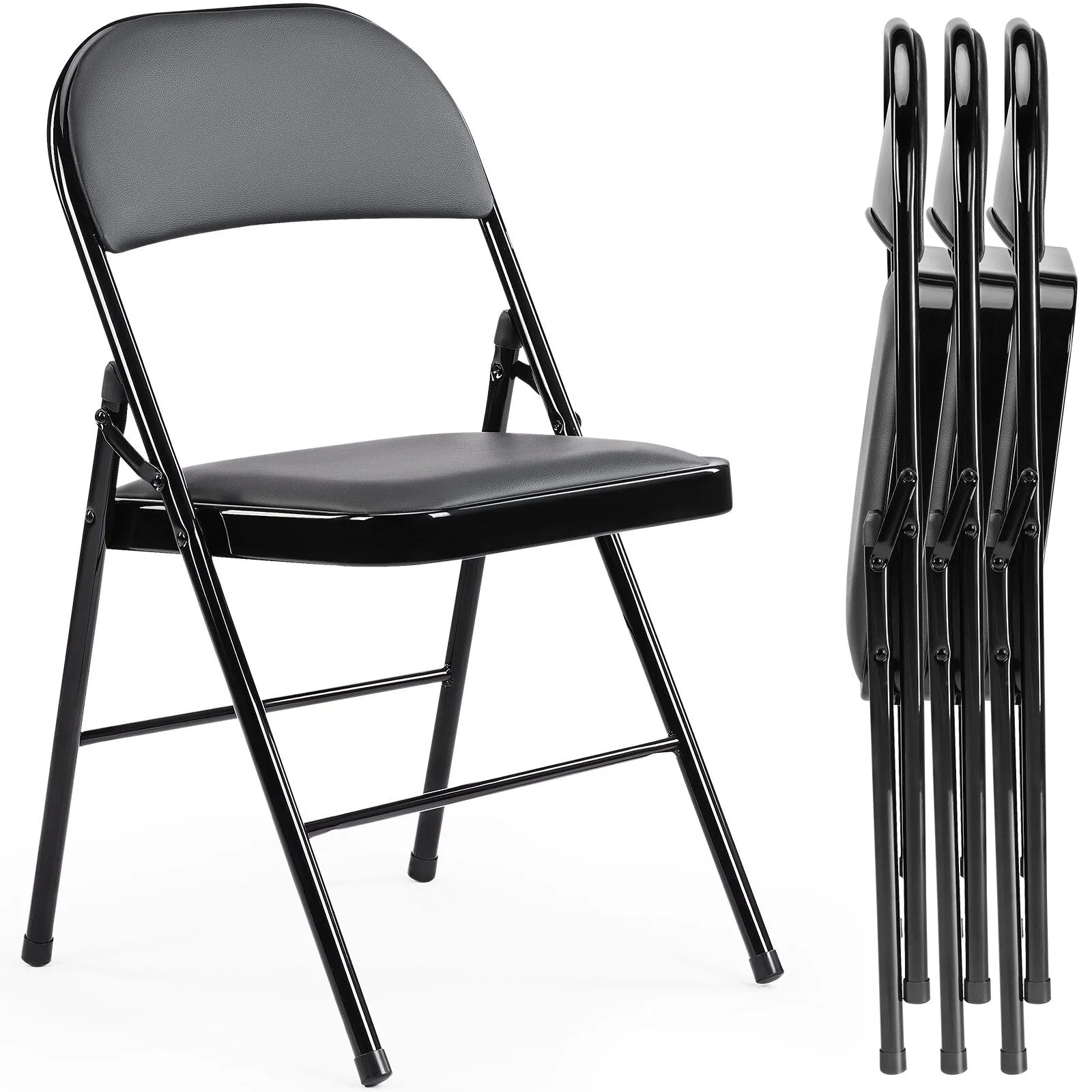 4-Pack Leather Padded Folding Chairs